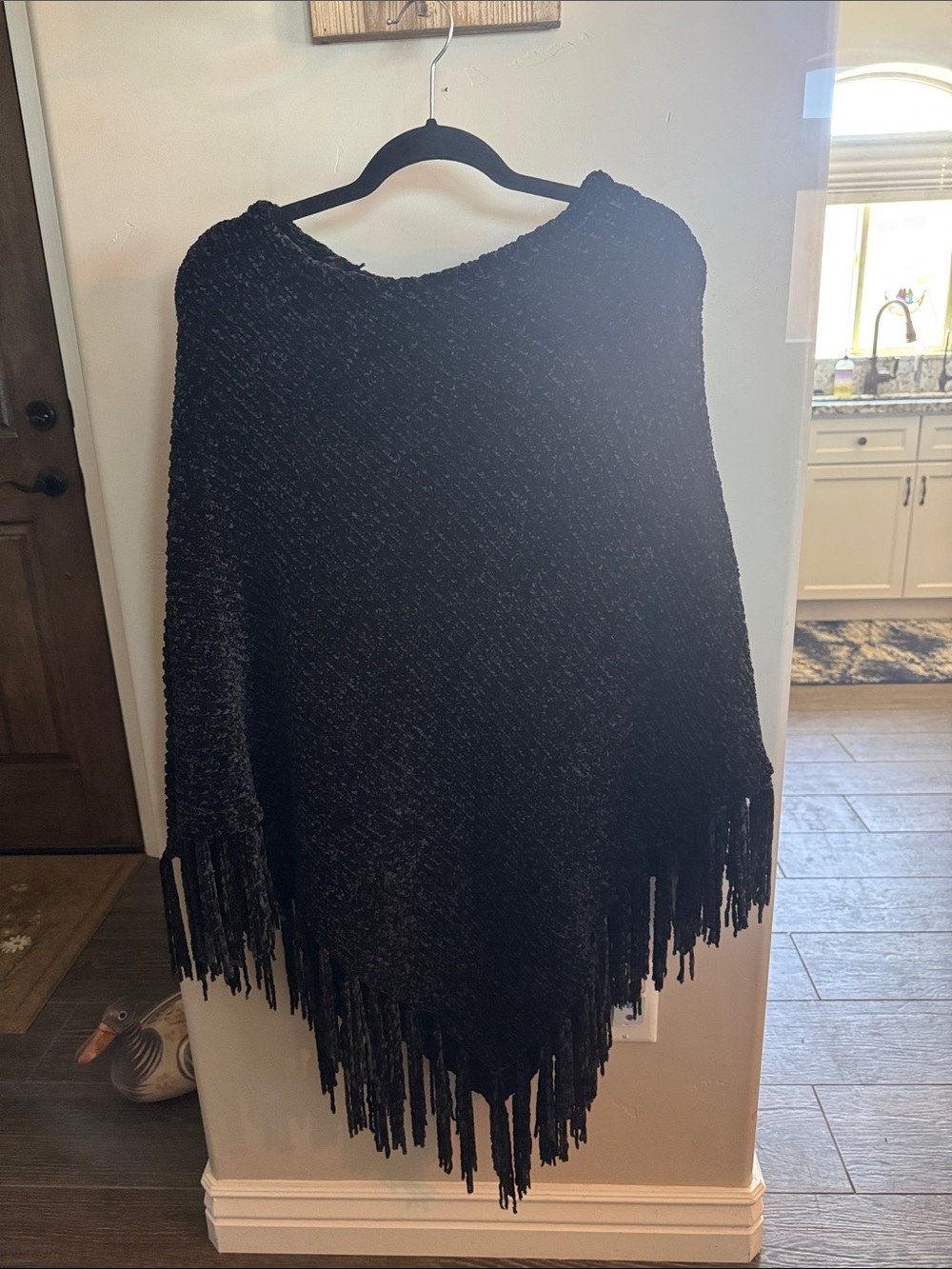 Beautiful Black Cheaneal Poncho, never worn.